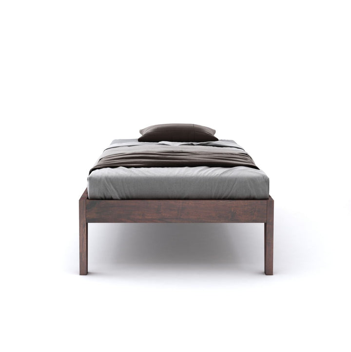 Coraline Solid Sheesham Wood Single Bed Without Storage (Walnut Finish)