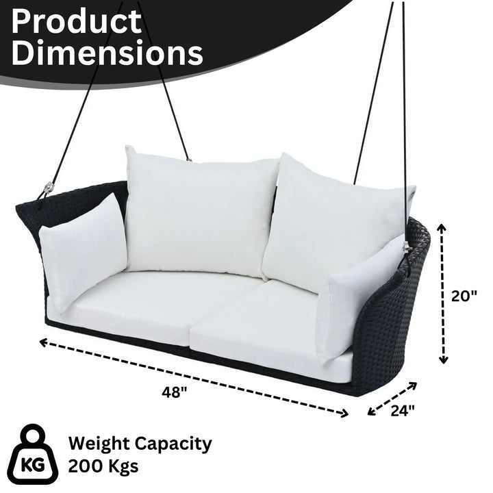Ebube Outdoor Rattan Wicker Hanging Swing Chair with Cushion