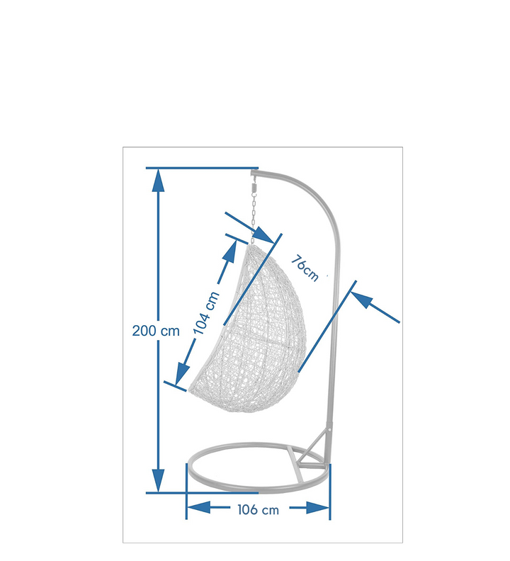 Giulietta Single Seater Hanging Swing With Stand For Balcony , Garden Swing (White)