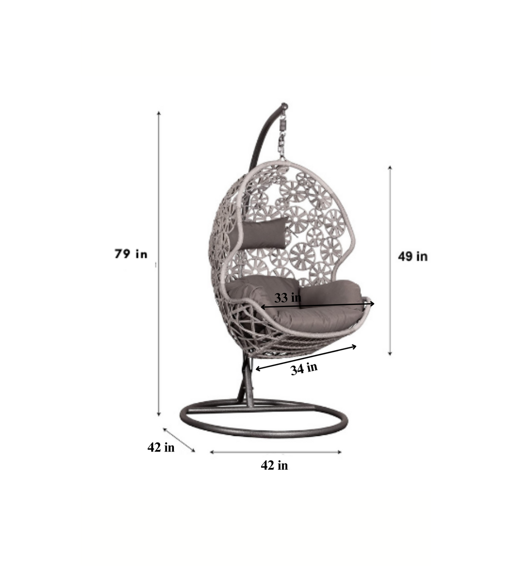 Montes Single Seater Hanging Swing With Stand For Balcony , Garden (Brown) Braided & Rope