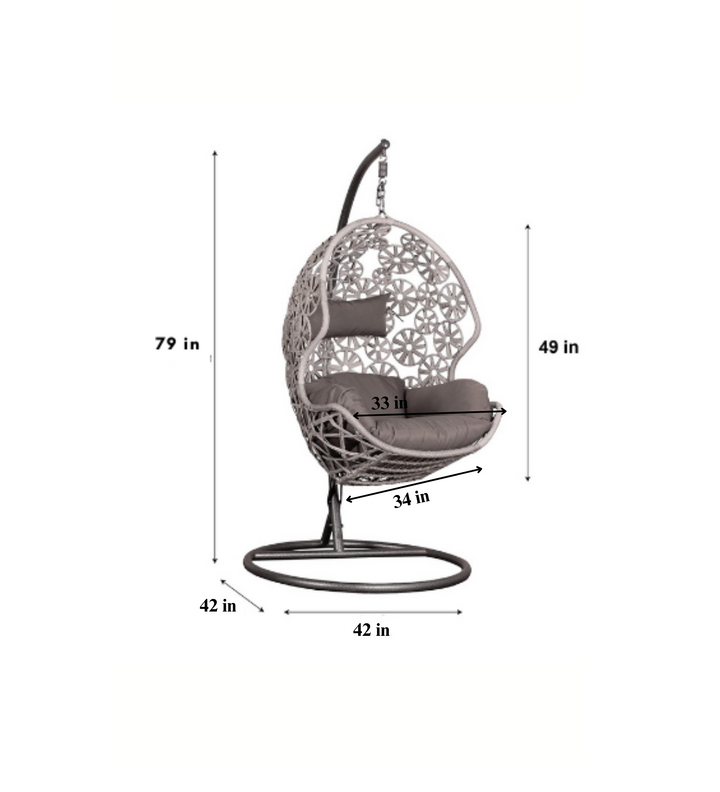 Montes Single Seater Hanging Swing With Stand For Balcony , Garden (Brown) Braided & Rope