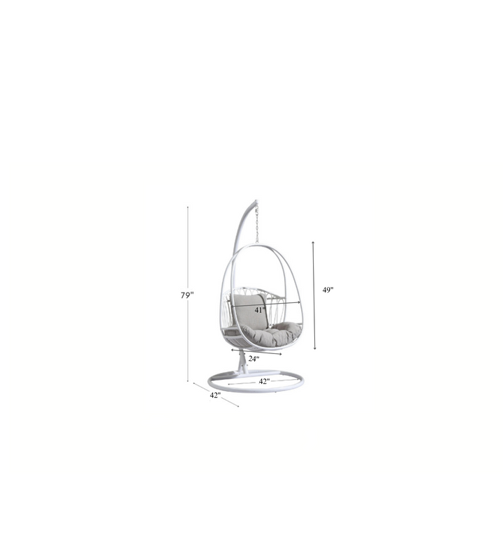 Olivia Single Seater Hanging Swing With Stand For Balcony Garden (White) Swings