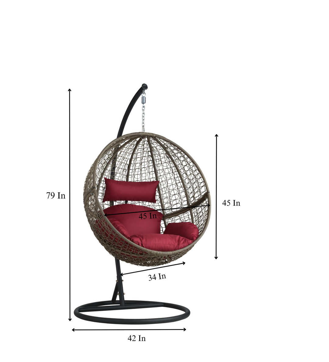 Orsino Single Seater Hanging Swing With Stand For Balcony , Garden Swing (Light Brown)