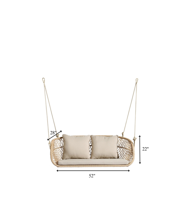Lieu Double Seater Hanging Swing Without Stand For Balcony Garden Swing (Honey) - Swings