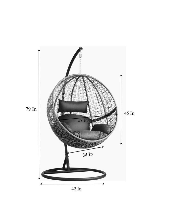 Piccio Single Seater Hanging Swing With Stand For Balcony , Garden Swing (White)