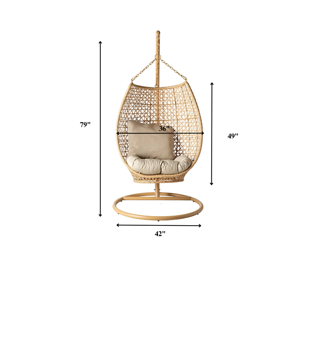 Rosie Single Seater Hanging Swing With Stand For Balcony Garden (Honey) - Swings