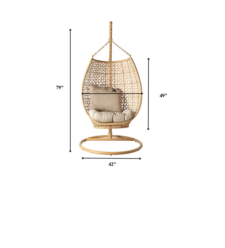 Rosie Single Seater Hanging Swing With Stand For Balcony Garden (Honey) - Swings