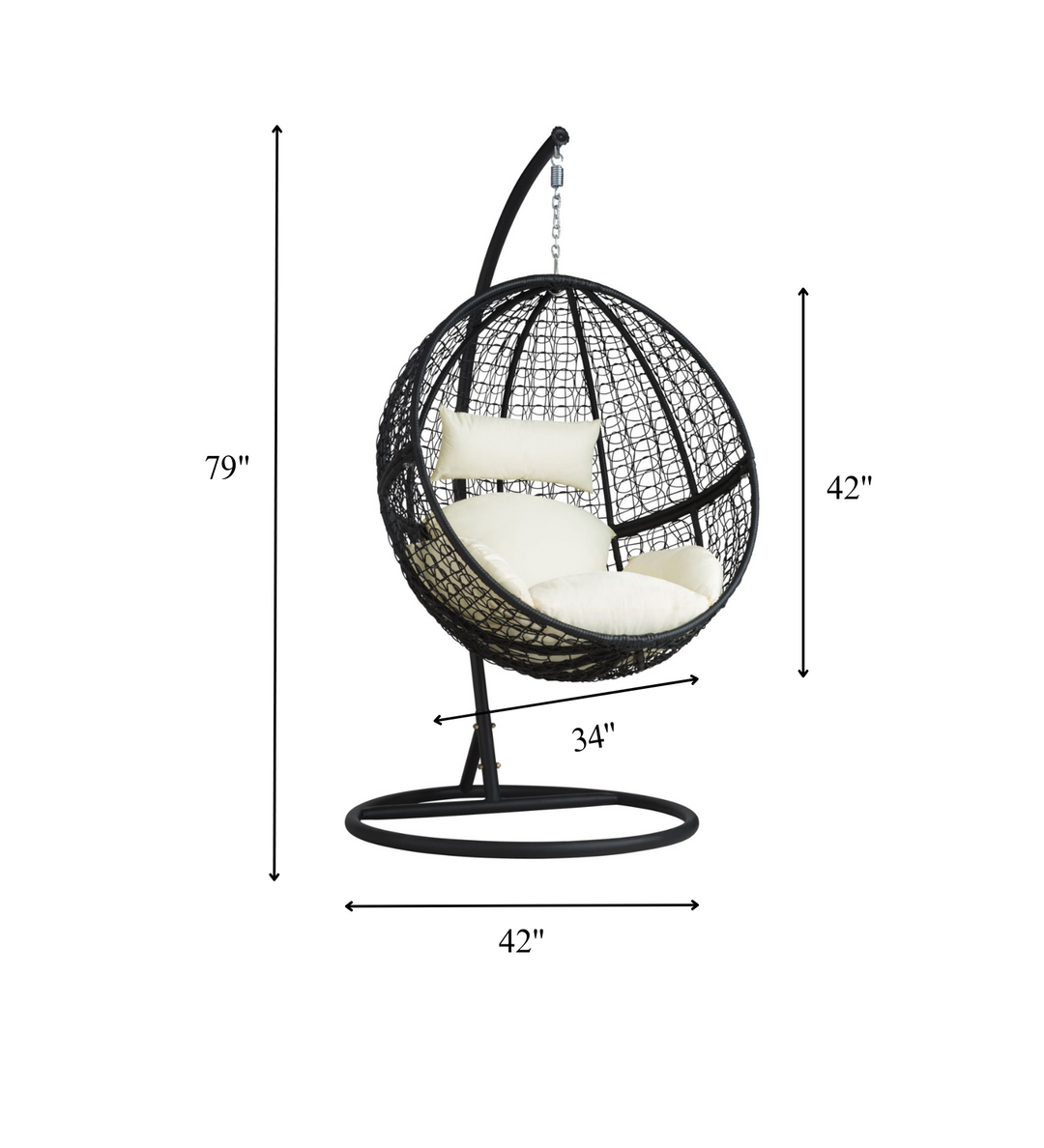 Tocci Single Seater Hanging Swing With Stand For Balcony , Garden Swing (Black)