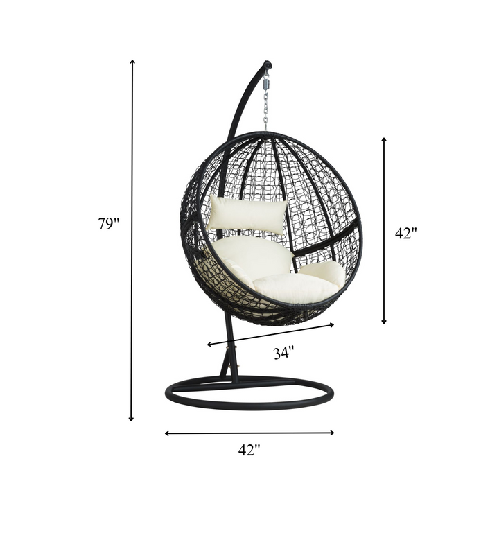 Tocci Single Seater Hanging Swing With Stand For Balcony , Garden Swing (Black)