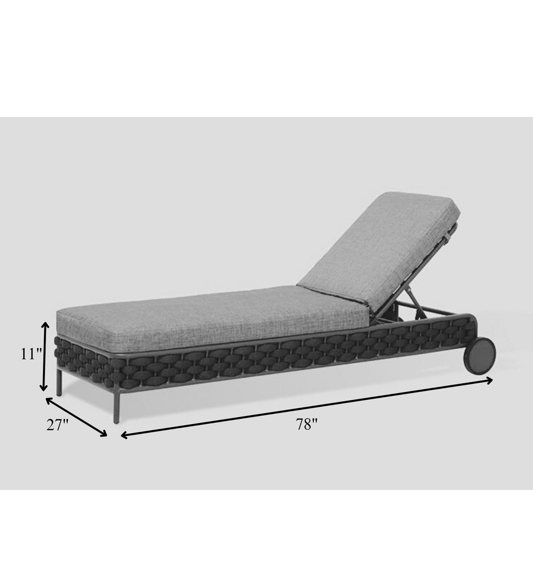 Alda Outdoor Swimming Poolside Lounger (Dark Grey) Braided & Rope