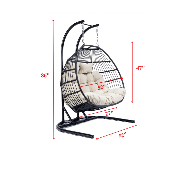 Tonia Double Seater Hanging Swing With Stand For Balcony , Garden Swing (Black) Braided and Rope