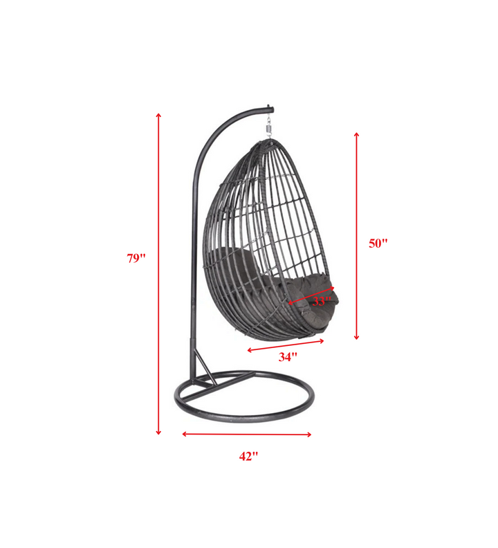 Verratti Single Seater Hanging Swing With Stand For Balcony , Garden Swing (Black)