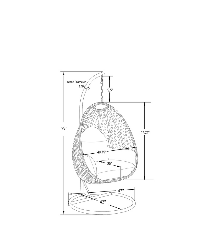 Doriano Single Seater Hanging Swing With Stand For Balcony , Garden (Drak Grey)