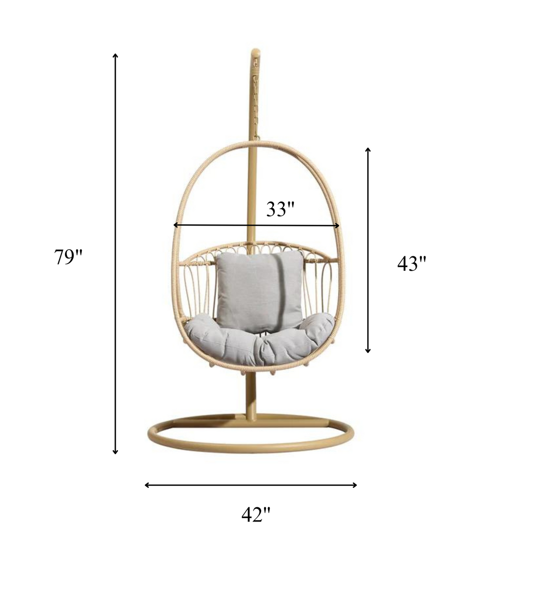 Felice Single Seater Hanging Swing With Stand For Balcony , Garden (Honey)