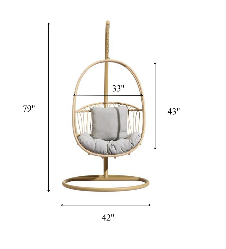 Felice Single Seater Hanging Swing With Stand For Balcony , Garden (Honey)