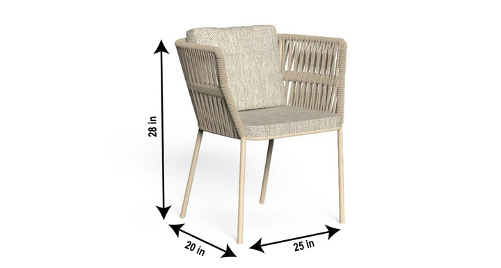 Akin Outdoor Patio Seating Set 4 Chairs and 1 Table Set (Cream) Braided & Rope