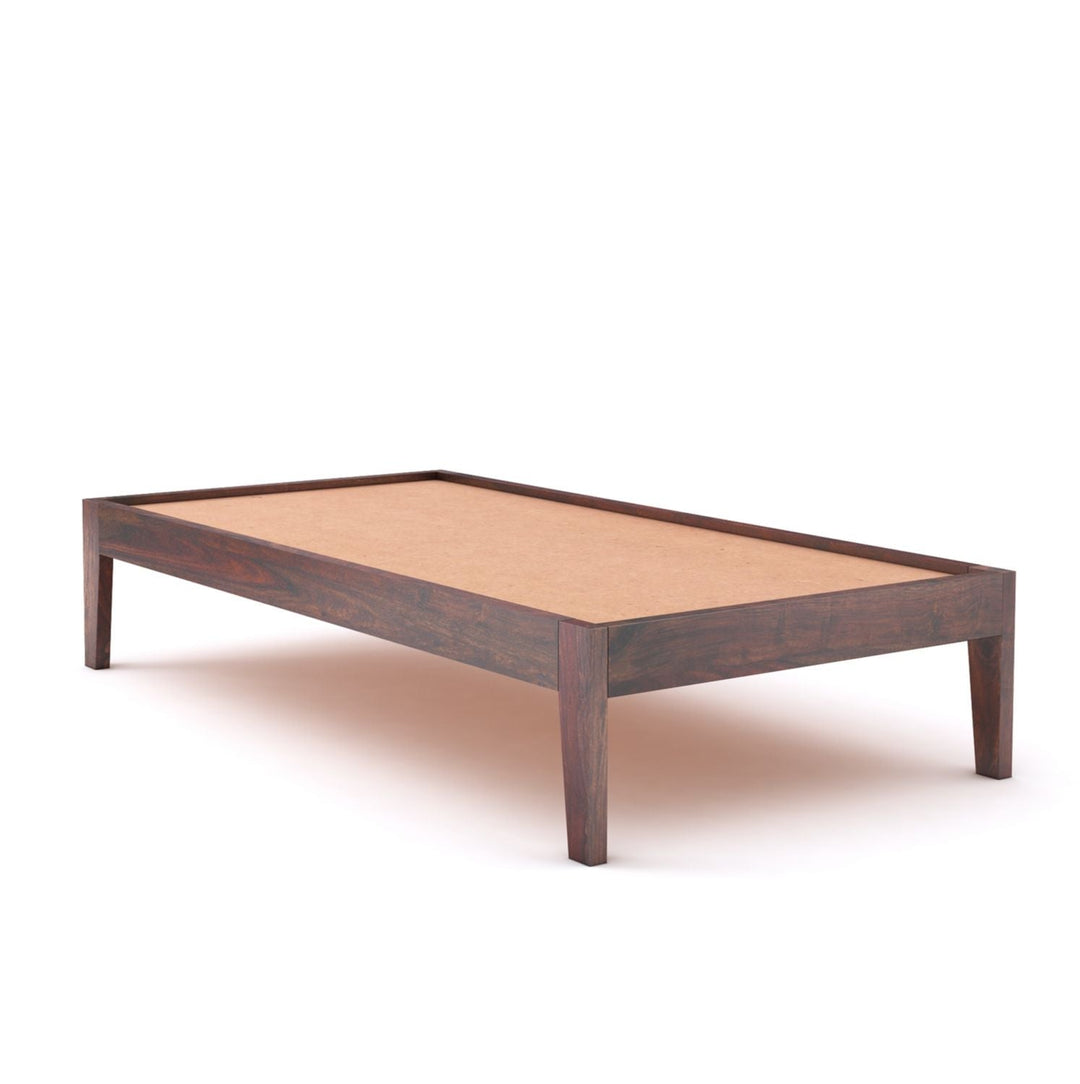 Coraline Solid Sheesham Wood Single Bed Without Storage (Walnut Finish)