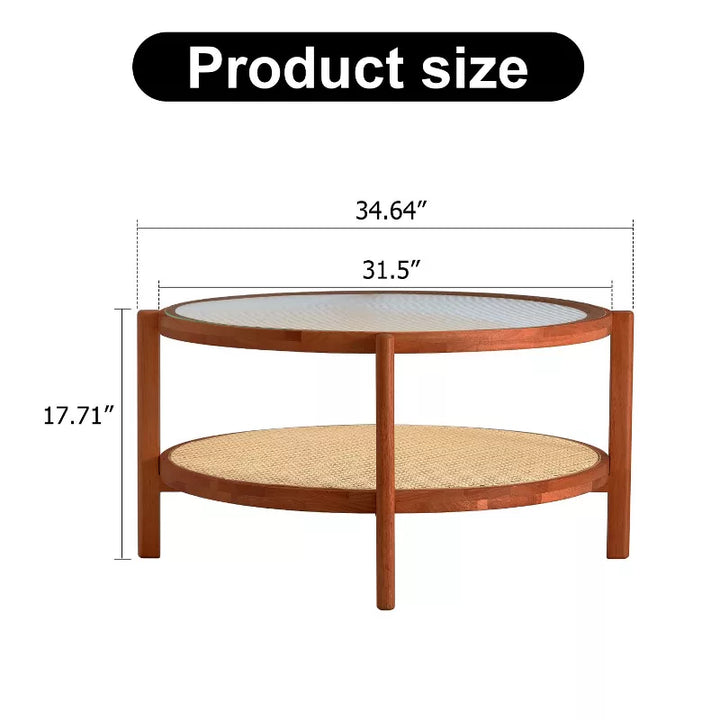 Gizelka Solid Wood and Glass Top Coffee Table for Living Room