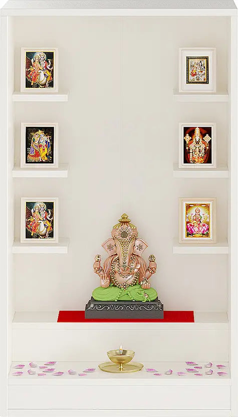 Omkarwood Divine Wall-Mounted Pooja Mandir – 85 x 50 x 28 cm (H x W x D)