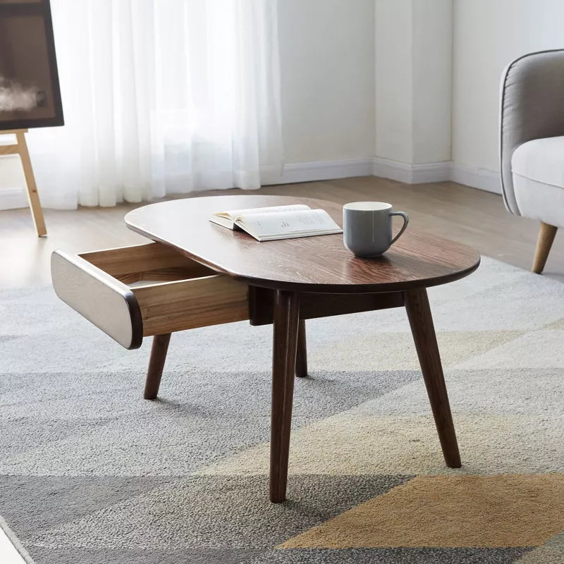 Indira Solid Wood Coffee Table with One Drawer for Living Room