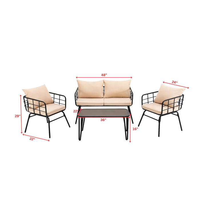 Blog Outdoor Sofa Set 2 Seater , 2 Single seater and 1 Center Table Set (Black + Beige)