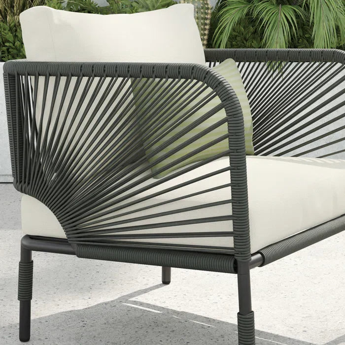 Werner Outdoor Patio Seating Set 2 Chairs and 1 Table Set (GREY) Braided & Rope - Coffee Table Sets