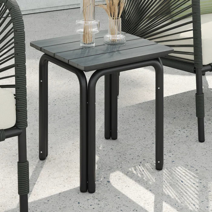Werner Outdoor Patio Seating Set 2 Chairs and 1 Table Set (GREY) Braided & Rope - Coffee Table Sets