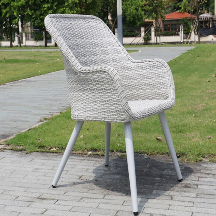 Cristián Outdoor Patio Seating Set 2 Chairs and 1 Table Set (White+Silver)