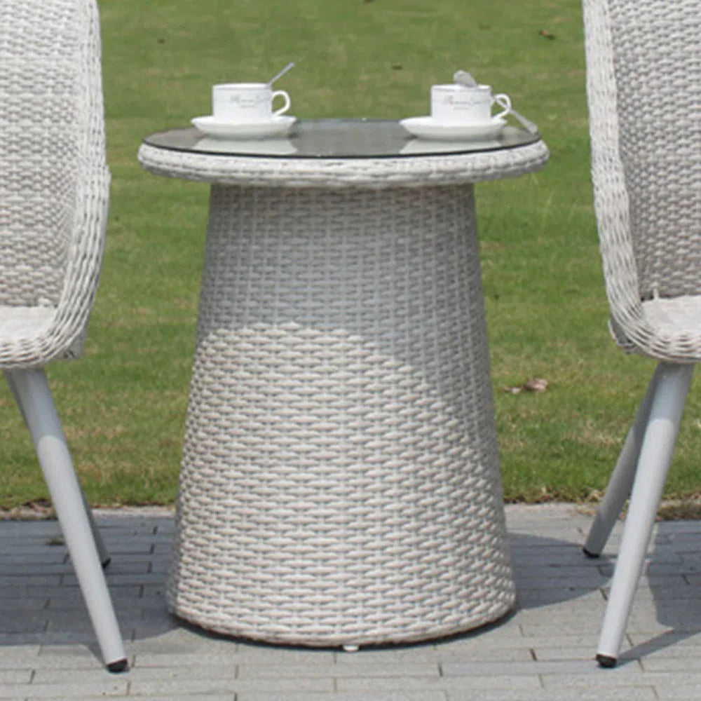 Cristián Outdoor Patio Seating Set 2 Chairs and 1 Table Set (White+Silver)
