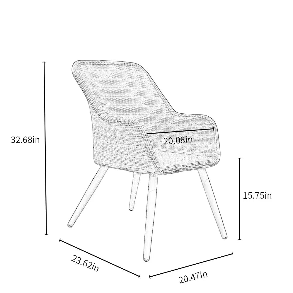 Cristián Outdoor Patio Seating Set 2 Chairs and 1 Table Set (White+Silver)