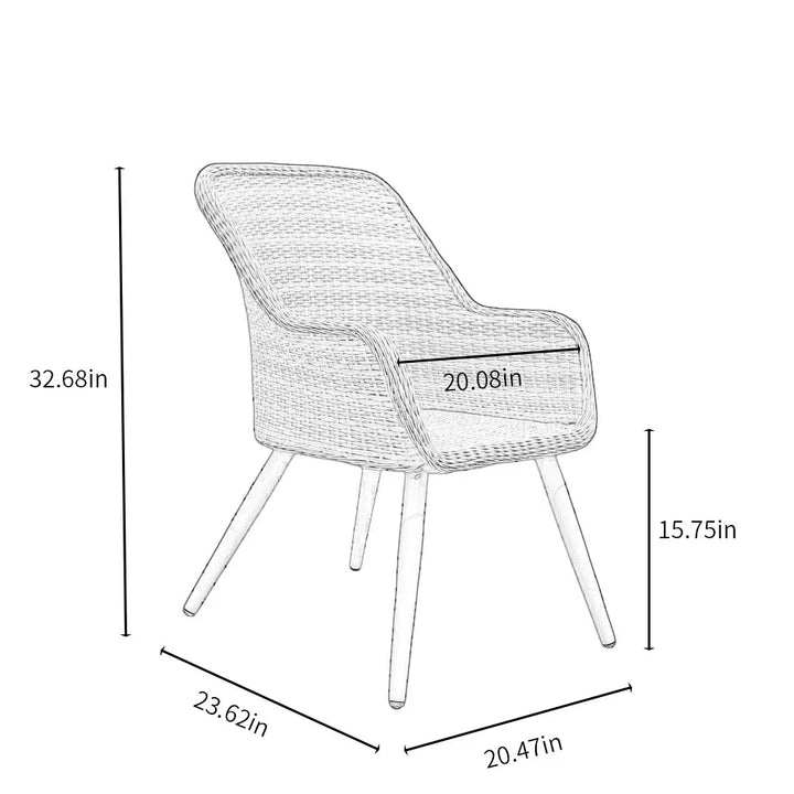 Cristián Outdoor Patio Seating Set 2 Chairs and 1 Table Set (White+Silver)