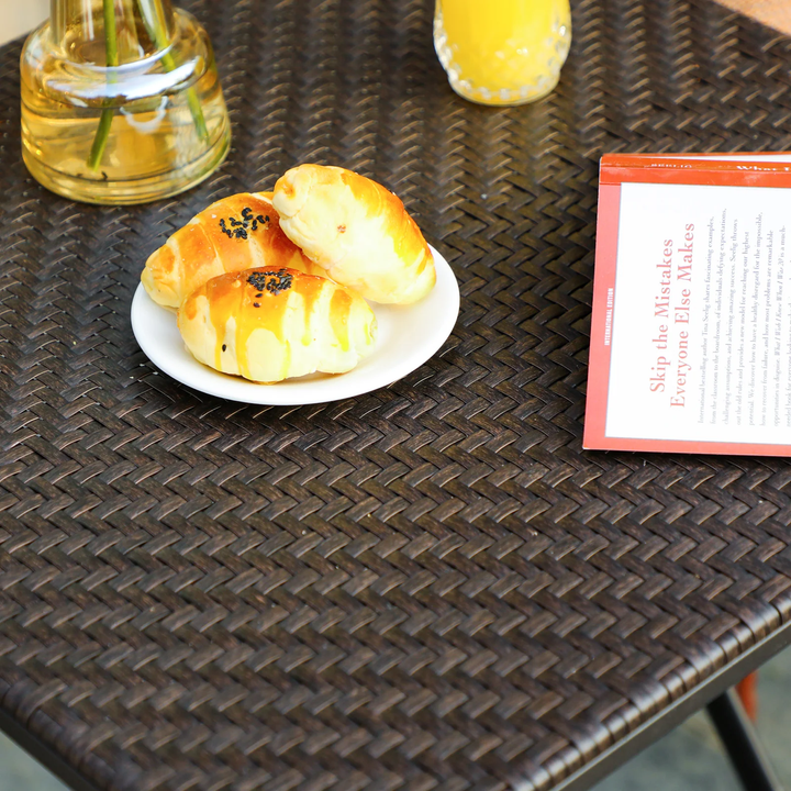 Boni Outdoor Patio Seating Set 2 Chairs and 1 Table Set (Dark Brown)