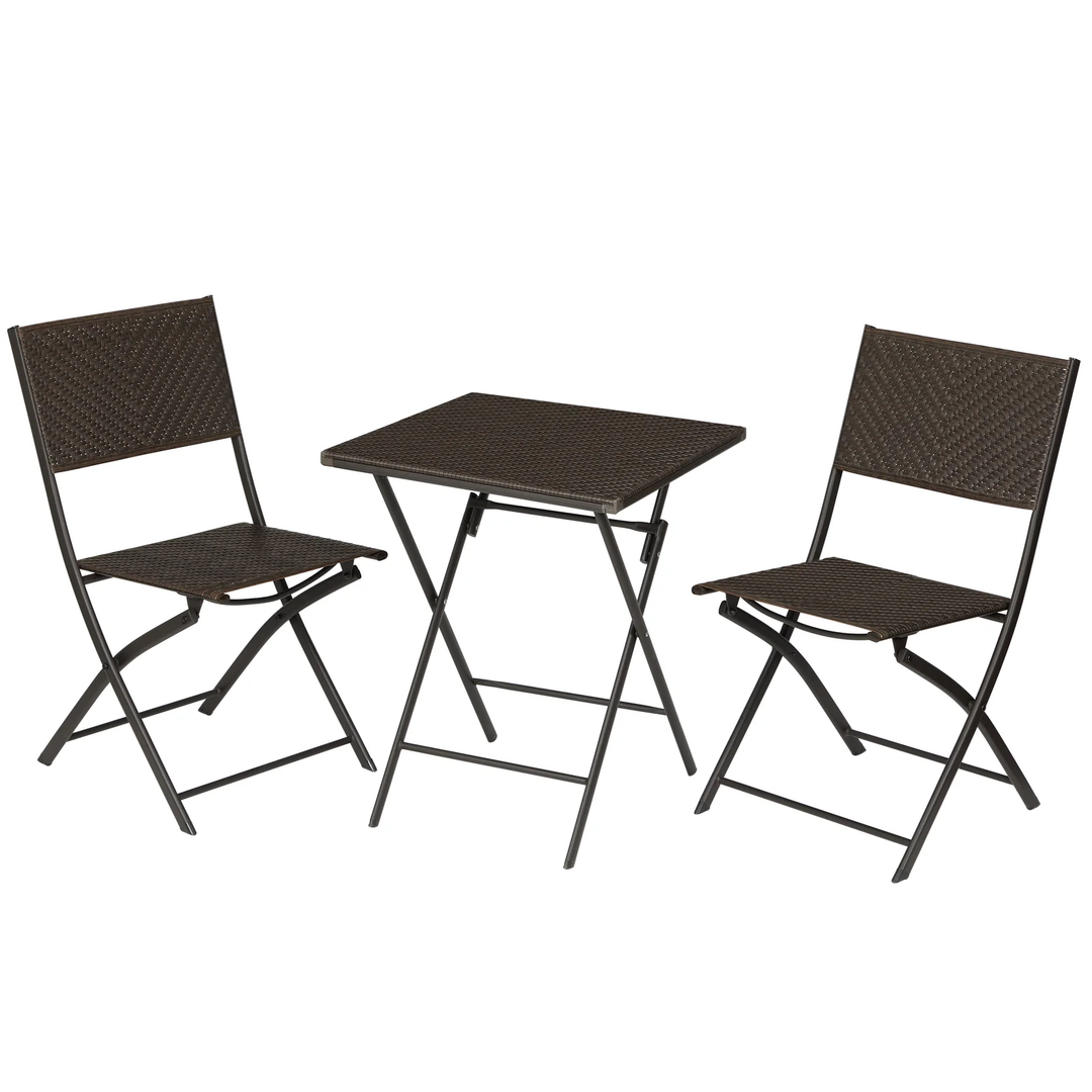 Boni Outdoor Patio Seating Set 2 Chairs and 1 Table Set (Dark Brown)