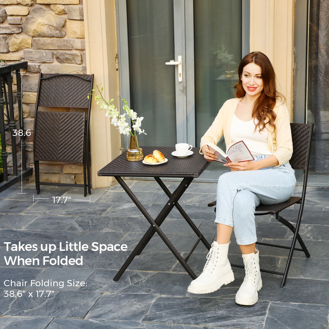 Boni Outdoor Patio Seating Set 2 Chairs and 1 Table Set (Dark Brown)