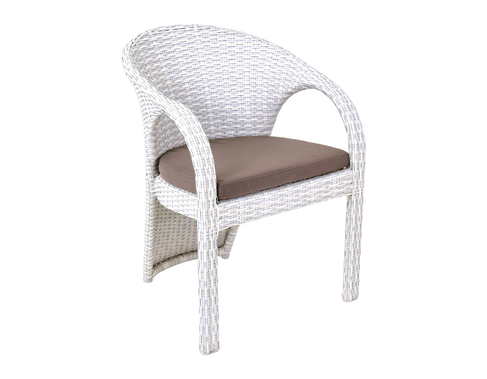 Colombina Outdoor Patio Dining Set 6 Chairs and 1 Table (Pearl white)