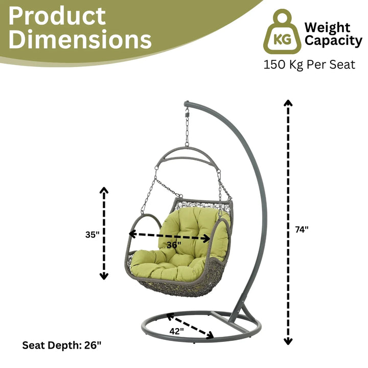 Ireti Outdoor Rattan Wicker Hanging Swing Chair with Cushion