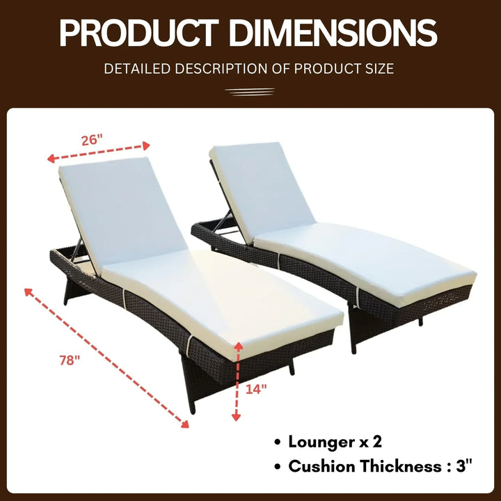 Aiko All-Weather HDPE Wicker Outdoor Chaise Lounge Chair Set of 2