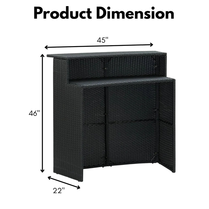 Francisca Outdoor Rattan Wicker Bar Table With a High-Top Design & Integrated Storage Shelf