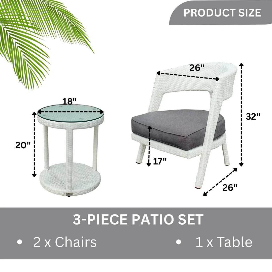 Frieda Outdoor Rattan Wicker 3-Piece Patio Set
