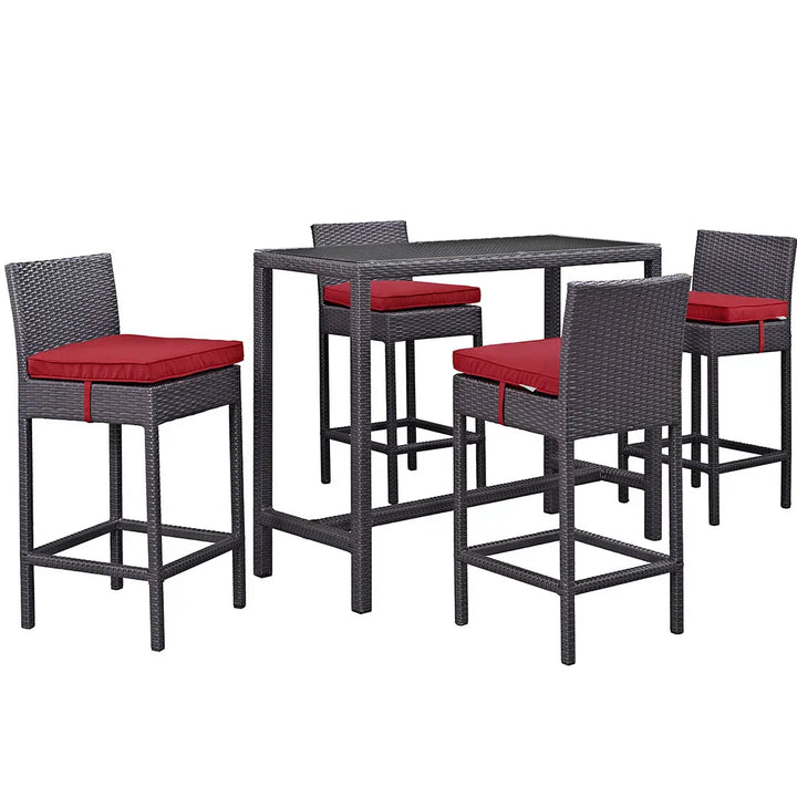 Lomeo Outdoor Patio Bar Sets 4 Chairs and 1 Table (Dark Brown)