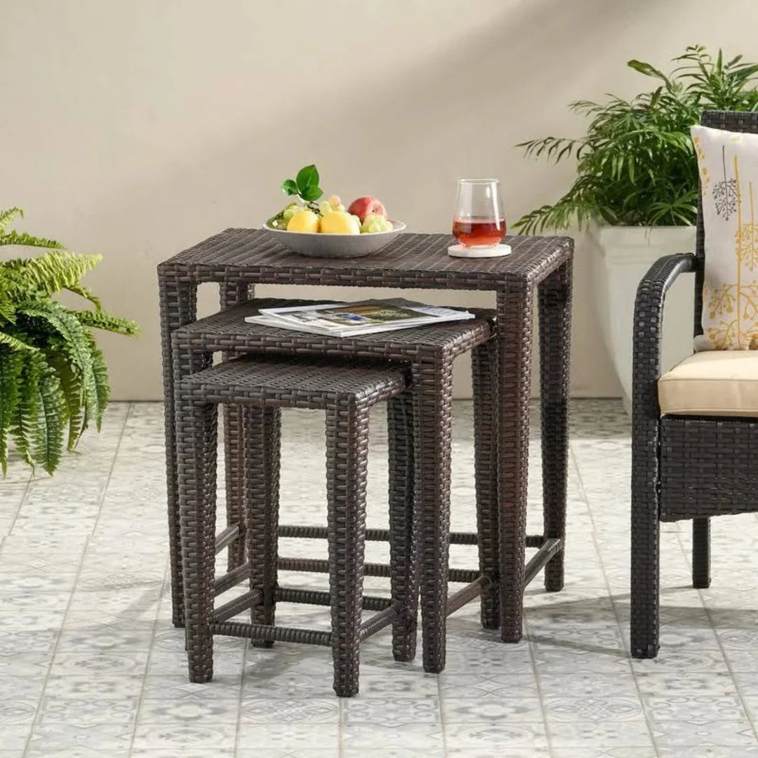 Sitara 3-Piece Wicker Garden Bistro Set in Dark Brown