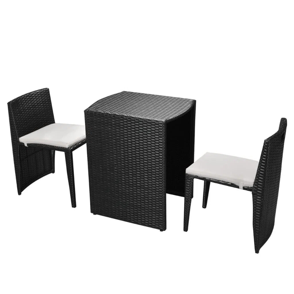 Wisp Outdoor Patio Seating Set 2 Chairs and 1 Table Set (Black)
