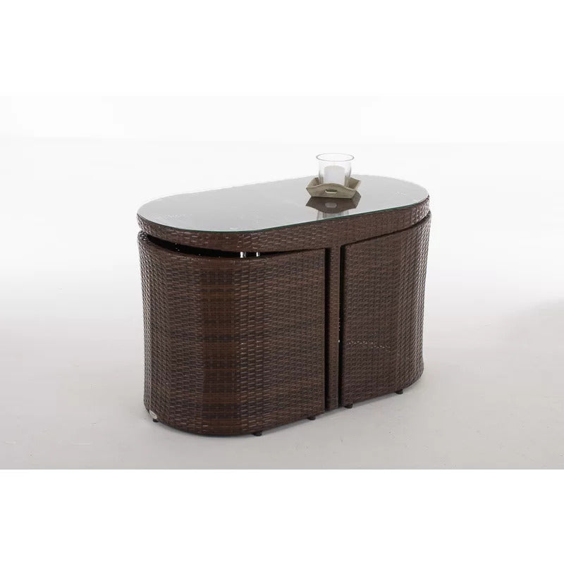 Dotcal Outdoor Patio Seating Set 2 Chairs and 1 Table Set (Brown)