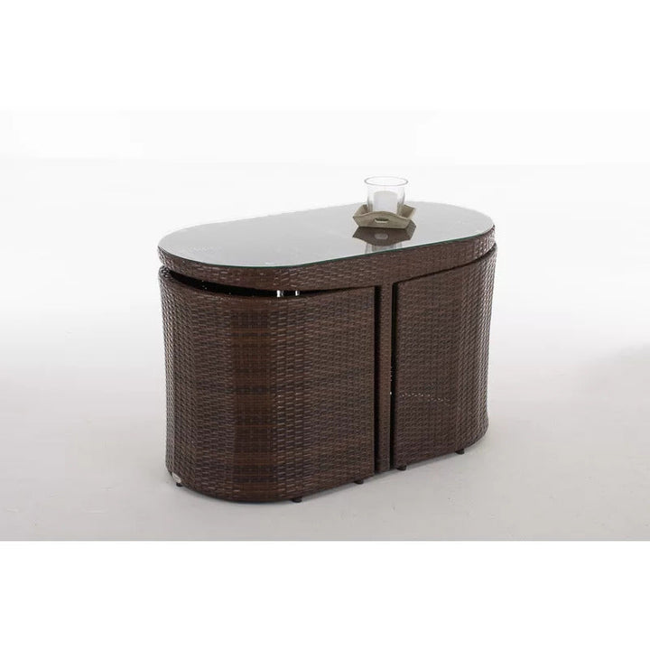 Dotcal Outdoor Patio Seating Set 2 Chairs and 1 Table Set (Brown)