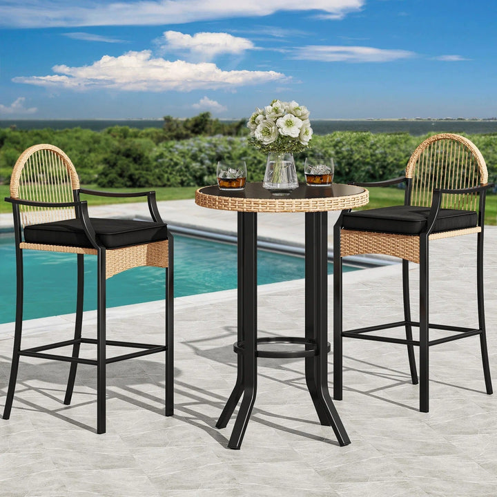 Chairio Outdoor Bar Sets 2 Chairs and 1 Table Patio Bar Set