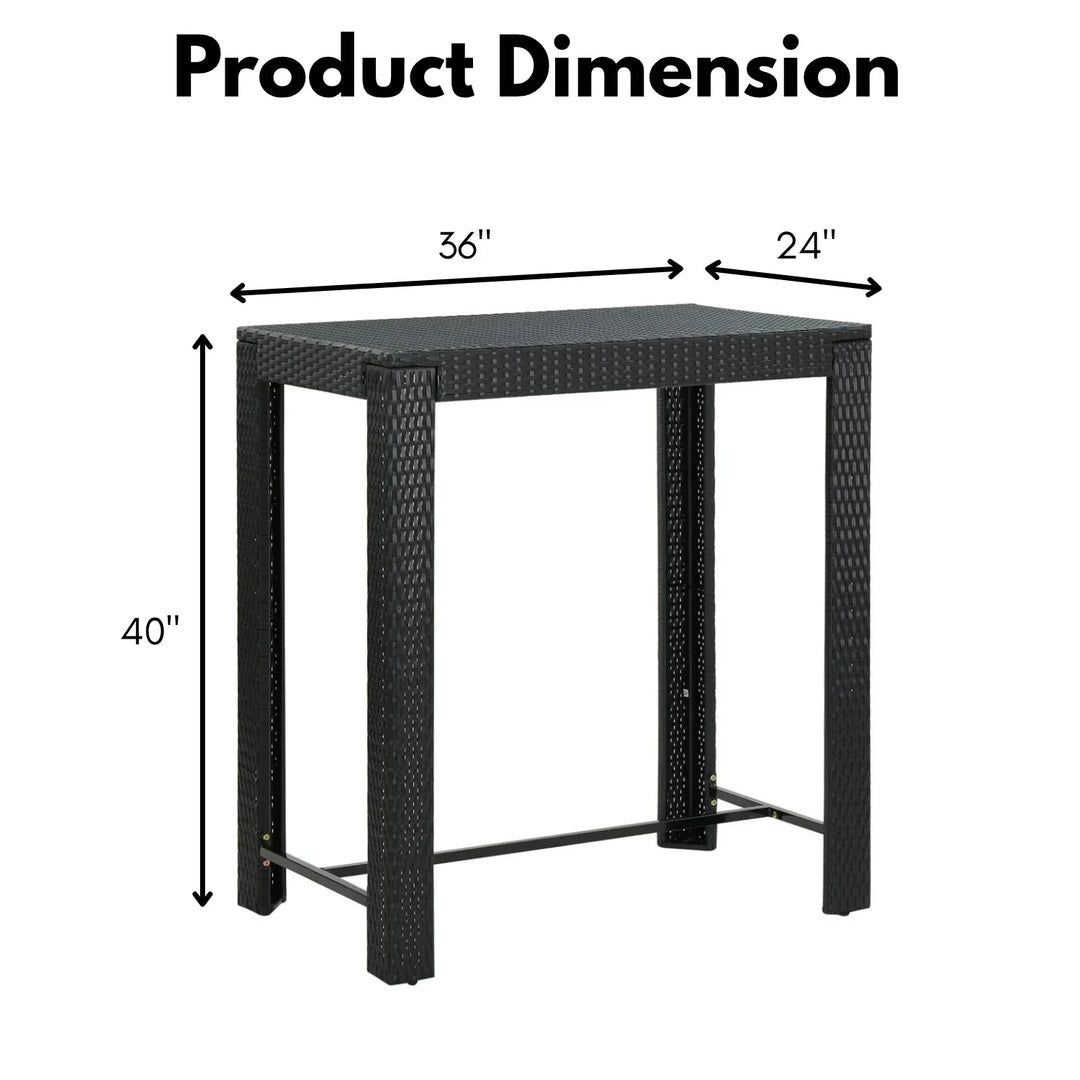 Kehinde Outdoor Rattan Wicker High Top Bar Table