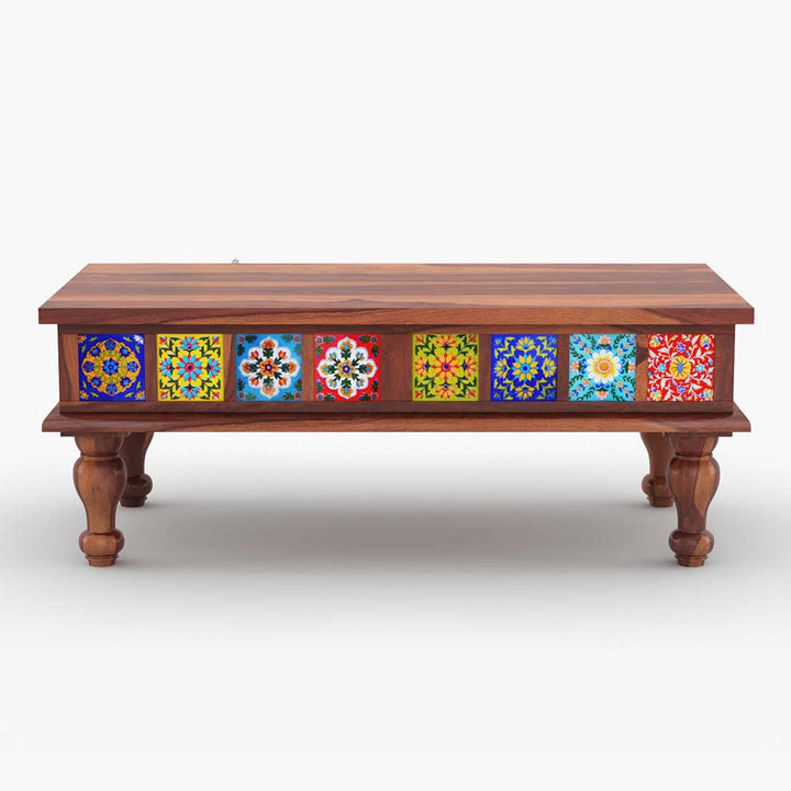Shelly Solid Wood Coffee Table With Tiles