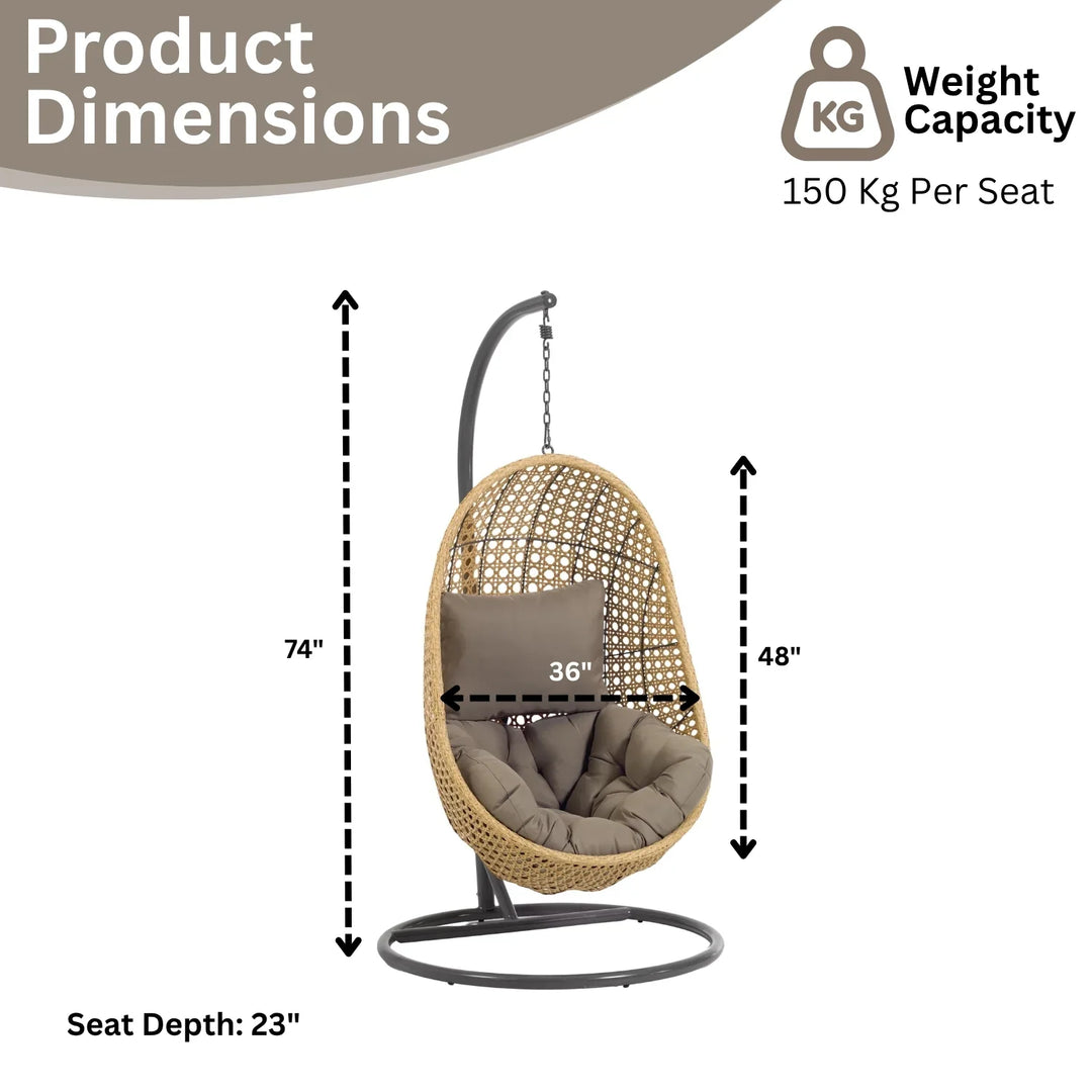 Daniela Egg Swing Chair (Beige and Dark Grey)