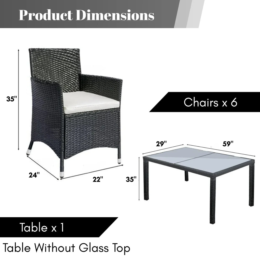 Zahara 7-Piece Outdoor Rattan Wicker Dinning Table Set