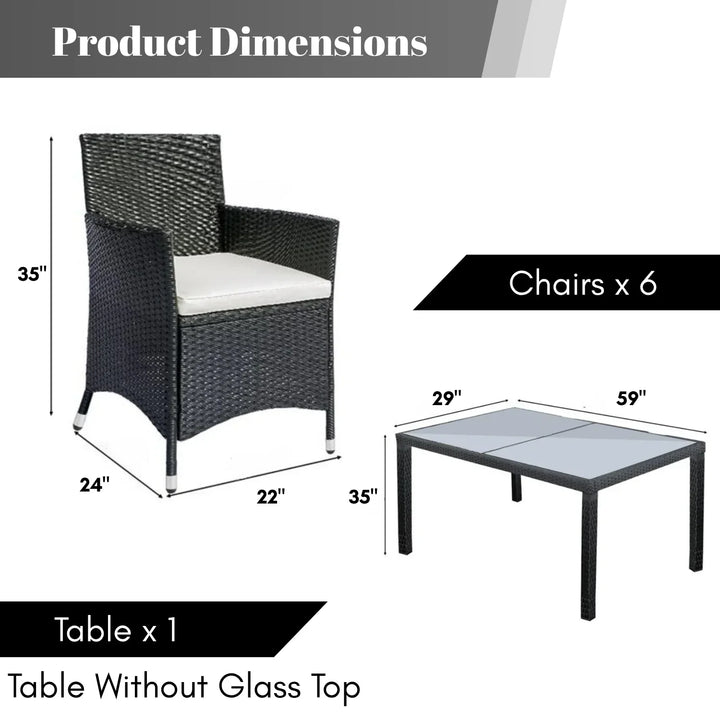 Zahara 7-Piece Outdoor Rattan Wicker Dinning Table Set